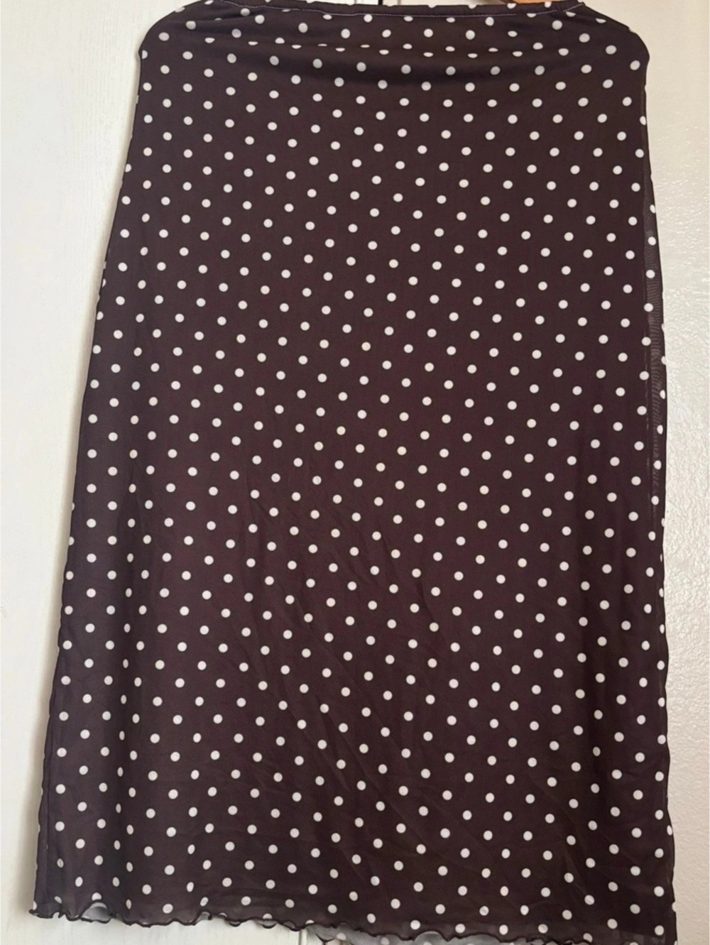 Polka Dot Midi Skirt in Brown & White